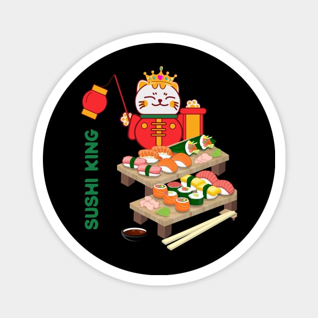 THE CAT KING OF SUSHI - FUNNY GIFTS Magnet by PJ-Shop